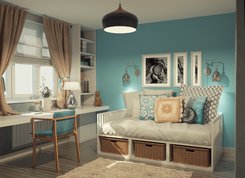 Голубой цвет в интерьере